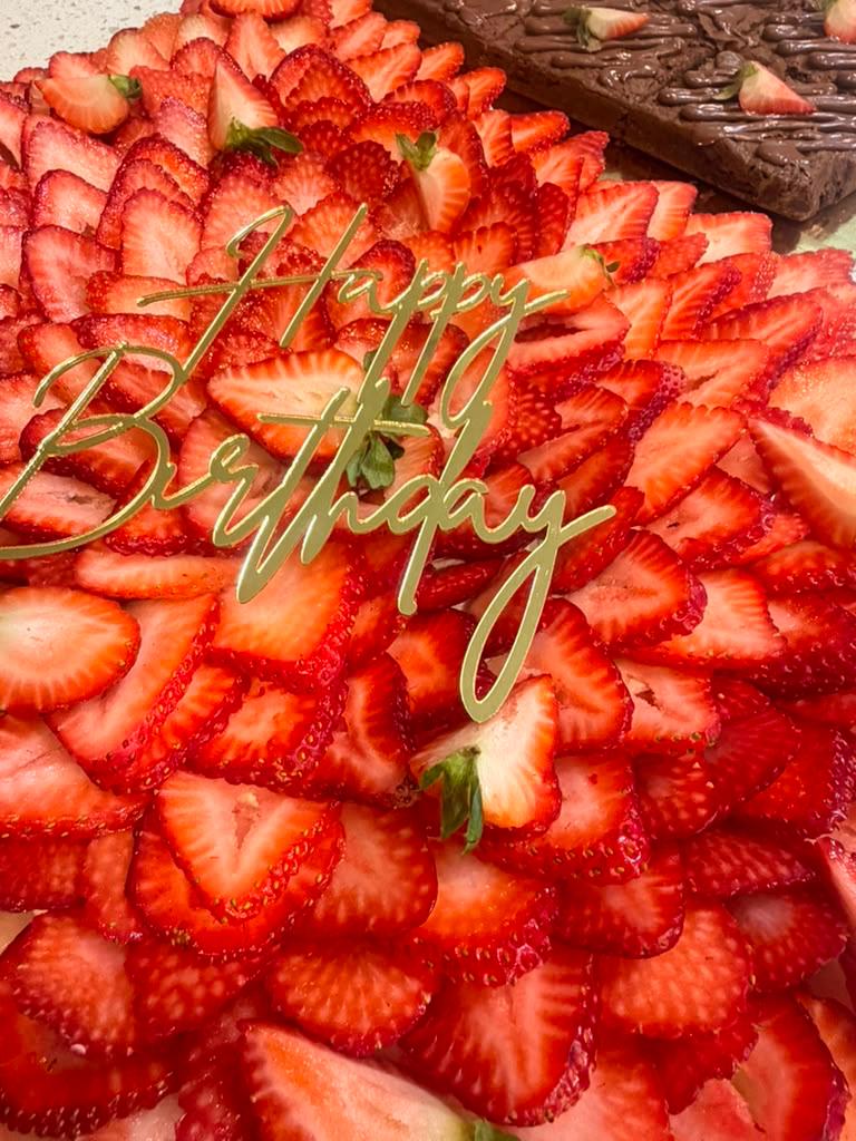 Birthday strawberry pavlova