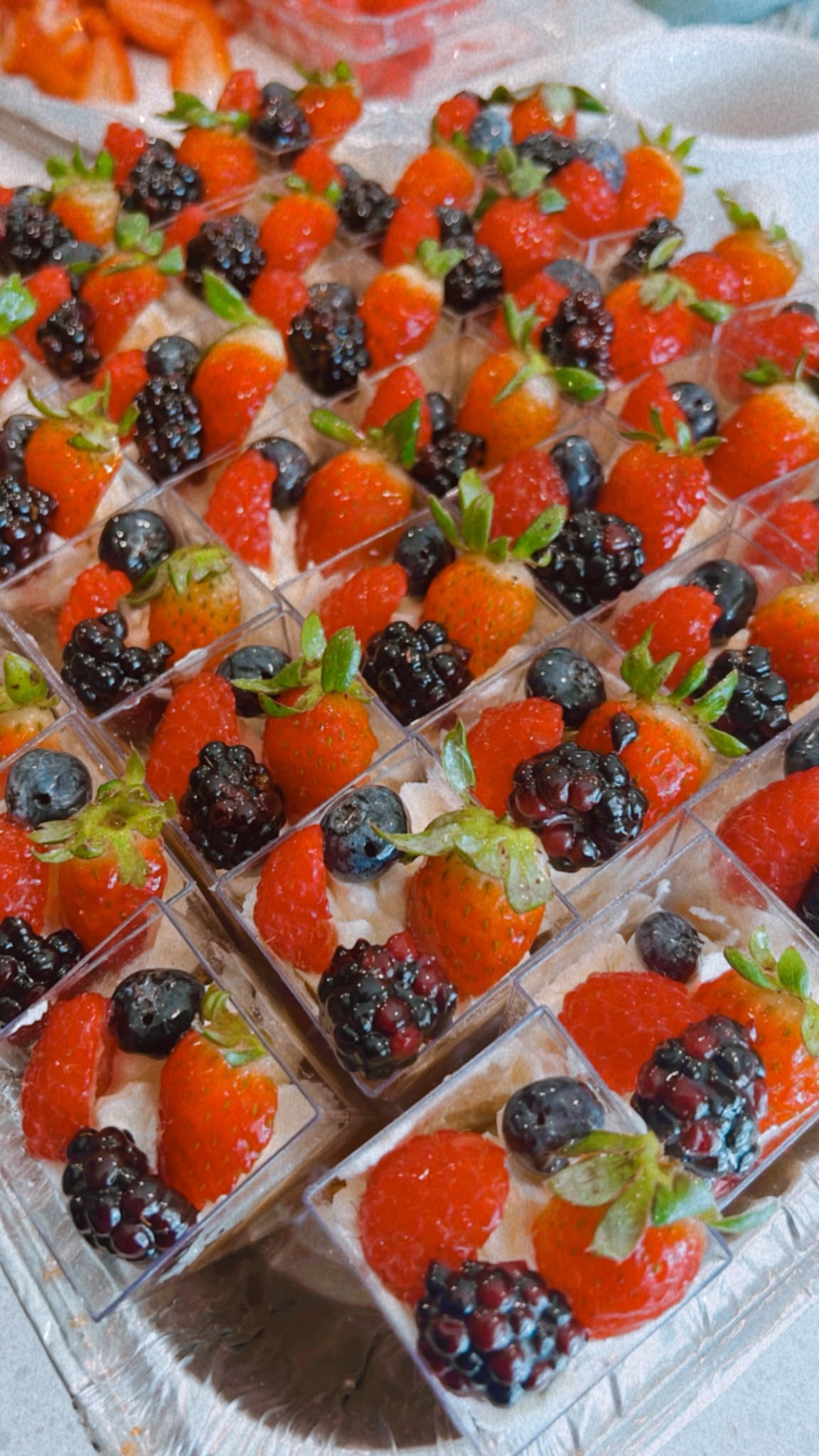 Catering berry parfait cups